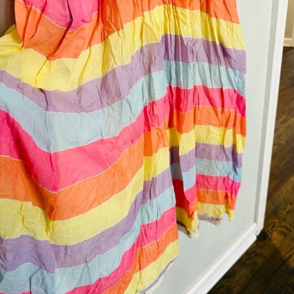 Tara Jamon Multicolored Striped V-neckline Cotton Hourglass Midi Dress Size 40 - Picture 7 of 10